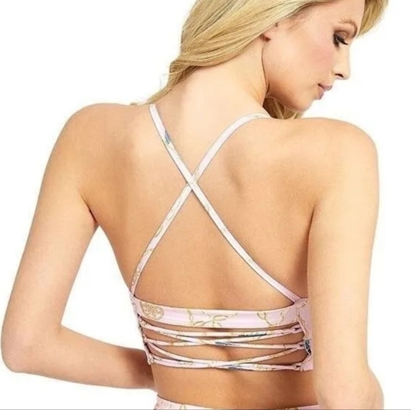 NWT GUESS CHAIN & CHARMS PINK COMBO SPORTS BRA $69 - Picture 3 of 9